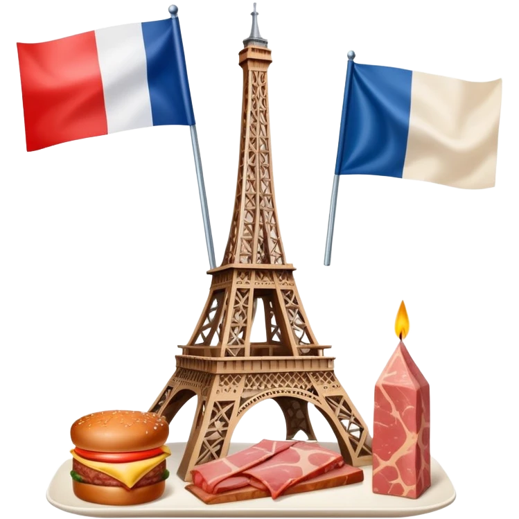 Spam meat Eiffel tower and French flag surrealist painting  emoji