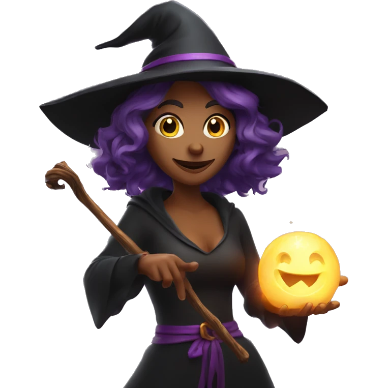 witch casting spell with a Magic wand emoji