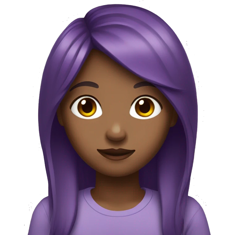 A girl with brown hair and in the middle purple hair emoji