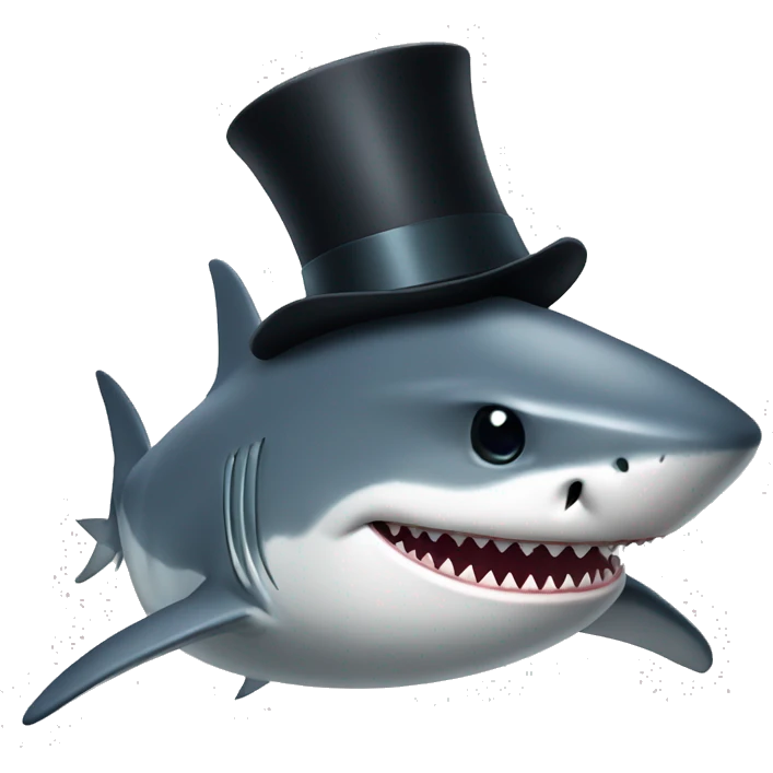 Shark with a top hat emoji