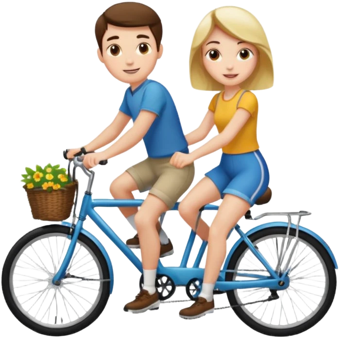Girl and guy riding a bicycle emoji