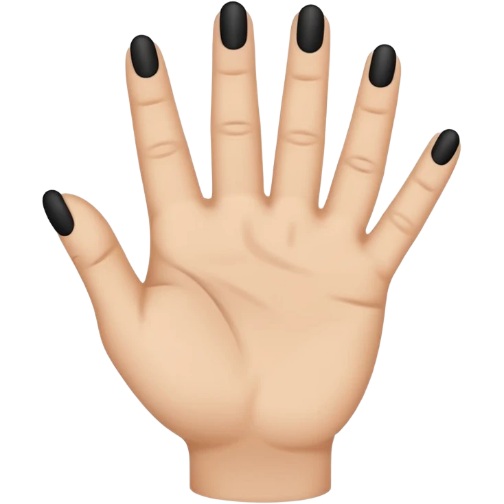 emoji icon of a human hand, slightly clenched, Each3 of 5 finger has a small black minimalist tattoo: 8 on the first finger, 1 on the middle finger, 2 on the third finger. Simple thin line tattoos, no shading. Flat emoji style, simplified hand shape, neutral skin tone, clean outlines,  emoji