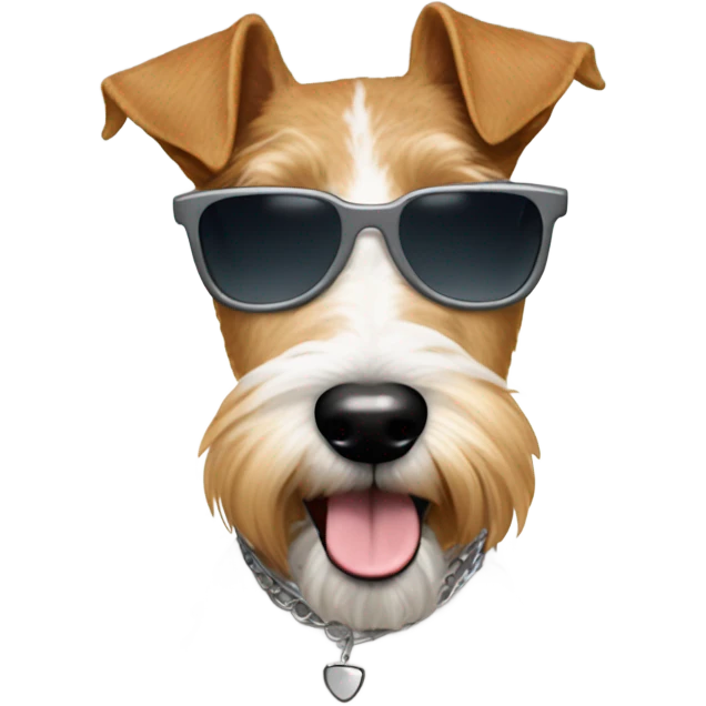 Wire fox terrier wearing sunglasses emoji