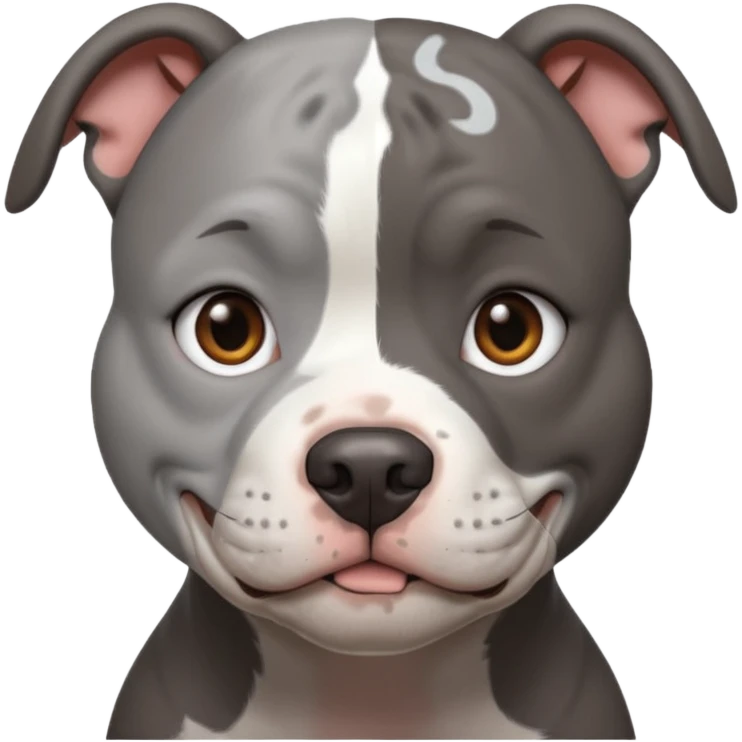 Completely Grey pitbull with one darkBrown haired Girl  emoji
