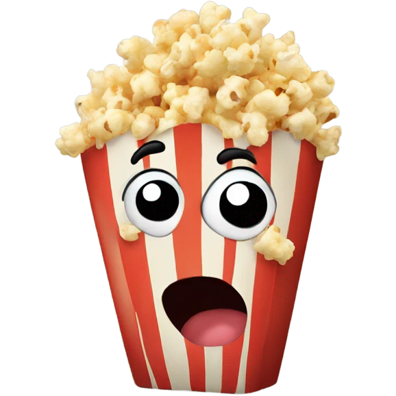 Cartoon popcorn with funny face, emoji style emoji