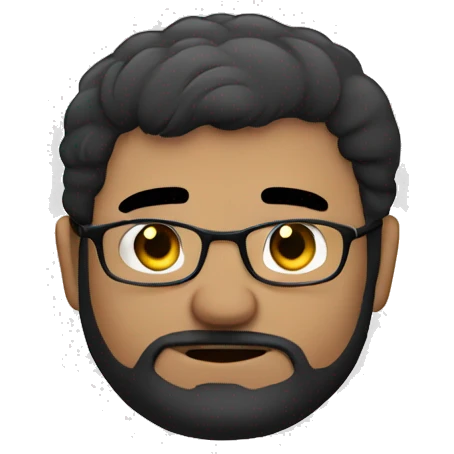 Bearded chubby guy, black haired with glasses emoji