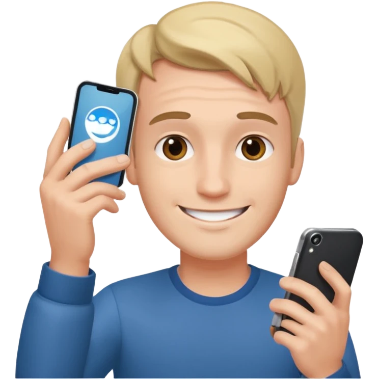 guy holding an smartphone horizontally on his forehead emoji