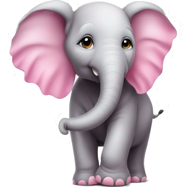 Elefante bebe sencillo con ojos tiernos color rosado que tenga un pincel en las manos  emoji