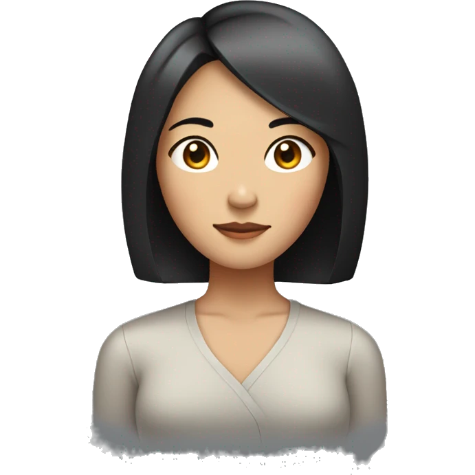 an asian women with short black hair with length in between ears and shoulder and straight style emoji