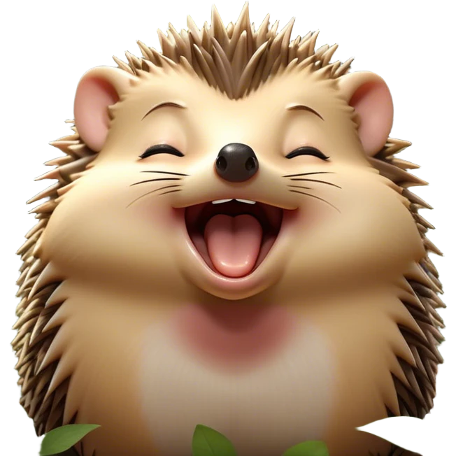 Cinematic Silly Yawning Hedgehog Portrait Emoji, Head tilted with a dramatic, wide-open yawn revealing a tiny, adorable snout and droopy quills, with sleepy, half-closed eyes, Simplified yet irresistibly cute features, highly detailed, glowing with a soft, cozy woodland light, high shine, relaxed yet humorously expressive, stylized with a dash of whimsical forest charm, soft glowing outline, capturing the essence of a drowsy yet endearing hedgehog that appears ready to stretch and yawn its way into your heart! emoji