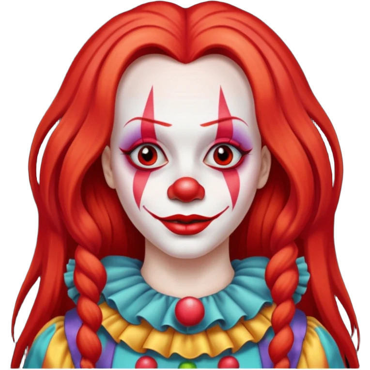 red straight very  long hair female clown emoji