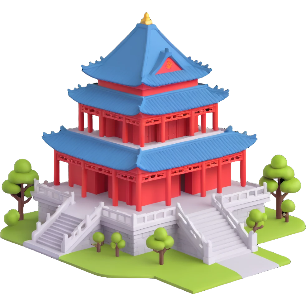 Chinese traditional building that looks a bit like a temple emoji