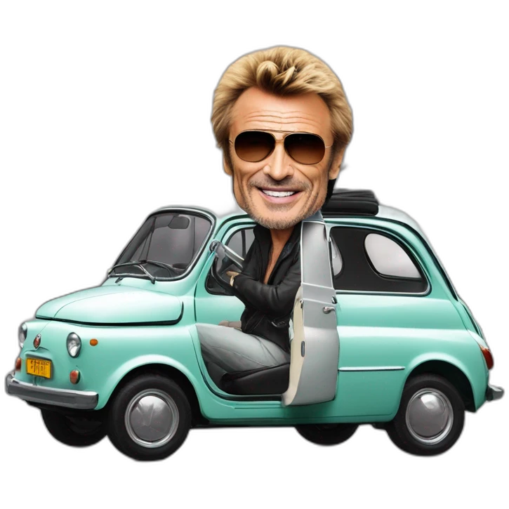 Johnny Hallyday sur le toit d'un fiat multipla emoji
