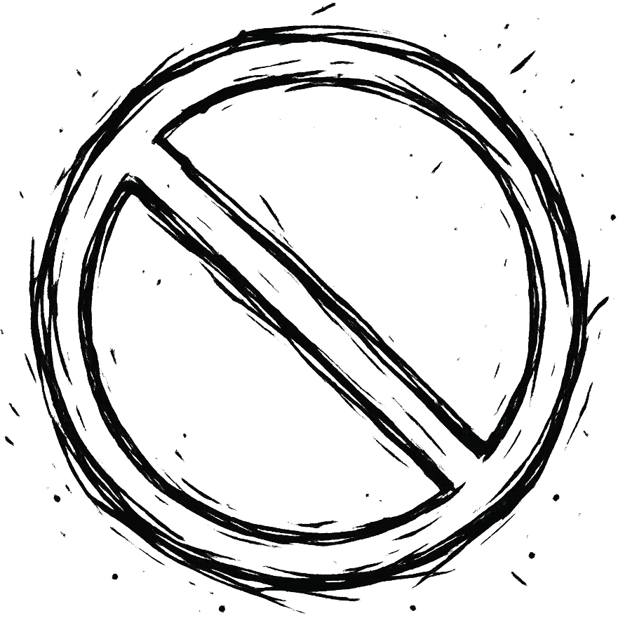 Remove the hieroglyphs and keep only the red prohibition sign (circle with diagonal slash) in a torn brushstroke style with transparent background, 512x512px. emoji