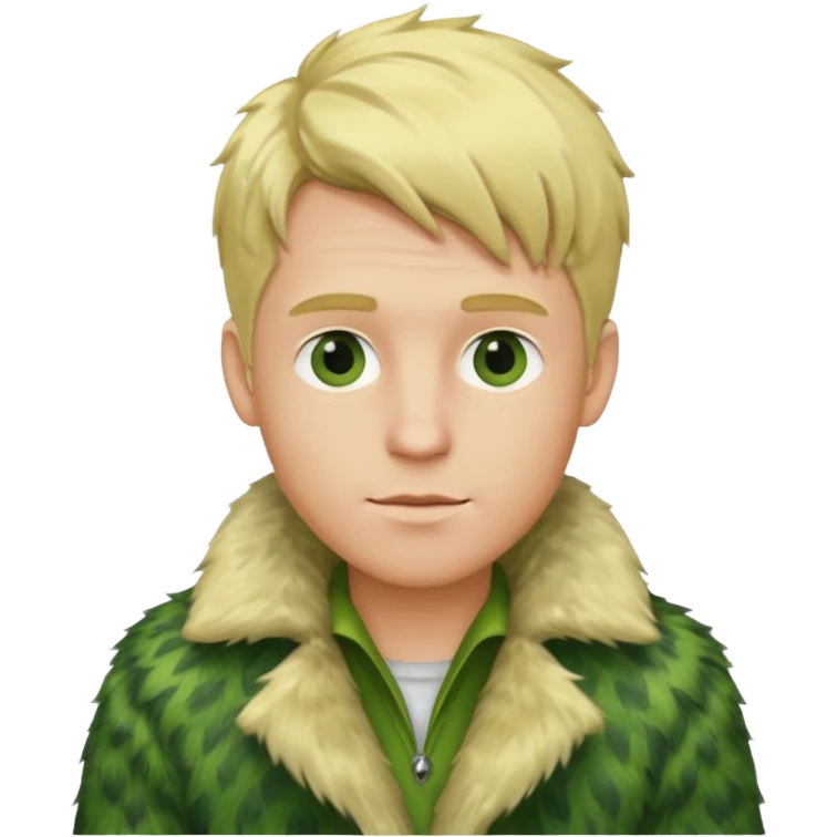  blonde male in green fur coat  emoji