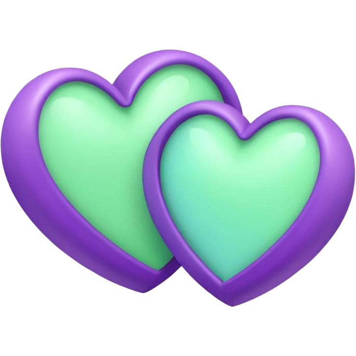 Two-hearts-coloured-light-pastel-shade green color and purple emoji