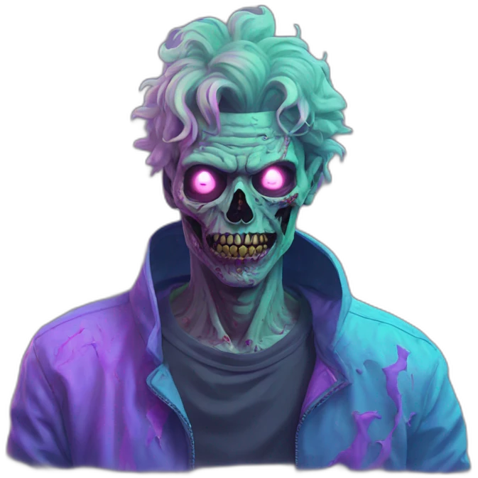 Vaporwave person, half zombie  emoji