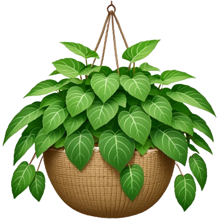 Plectranthus Verticillatus plant with very round circular green leaves in a coconut fiber hanging basket emoji