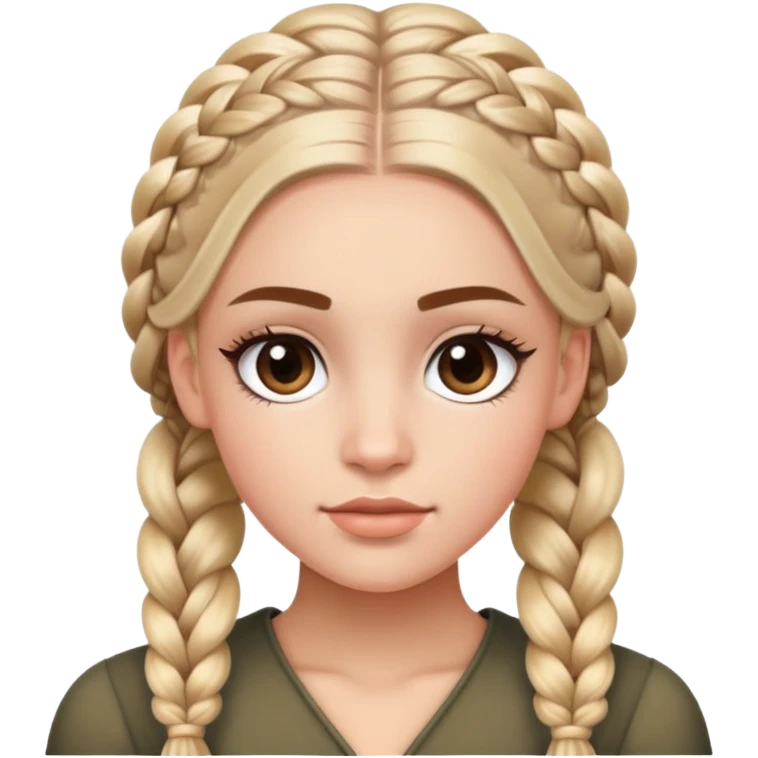 Beautiful character with Dutch braids, long dramatic eyelashes, and a very attractive face emoji
