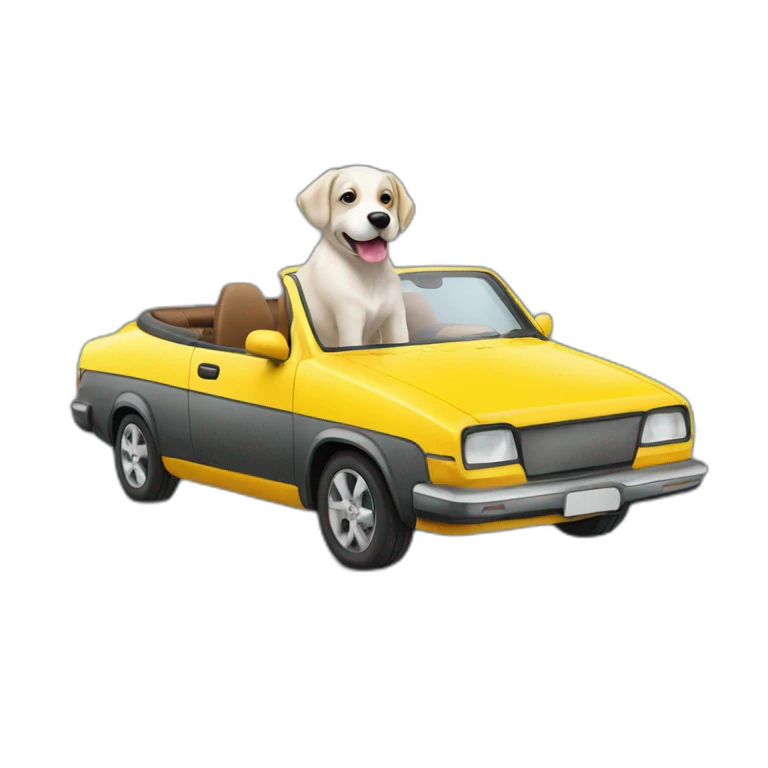 Chien sur voiture emoji