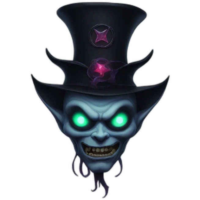 demon with with pentagram top hat and a mysterious night emoji