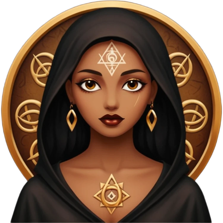 Dark oil traced over woman’s skin forming occult symbols, sensual devotion emoji