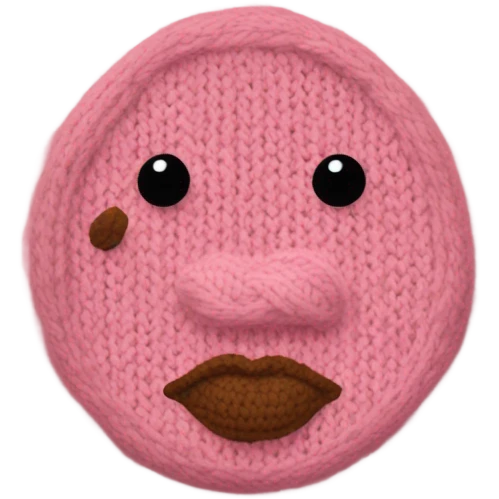 Knit sweater with cute lip patterned emoji