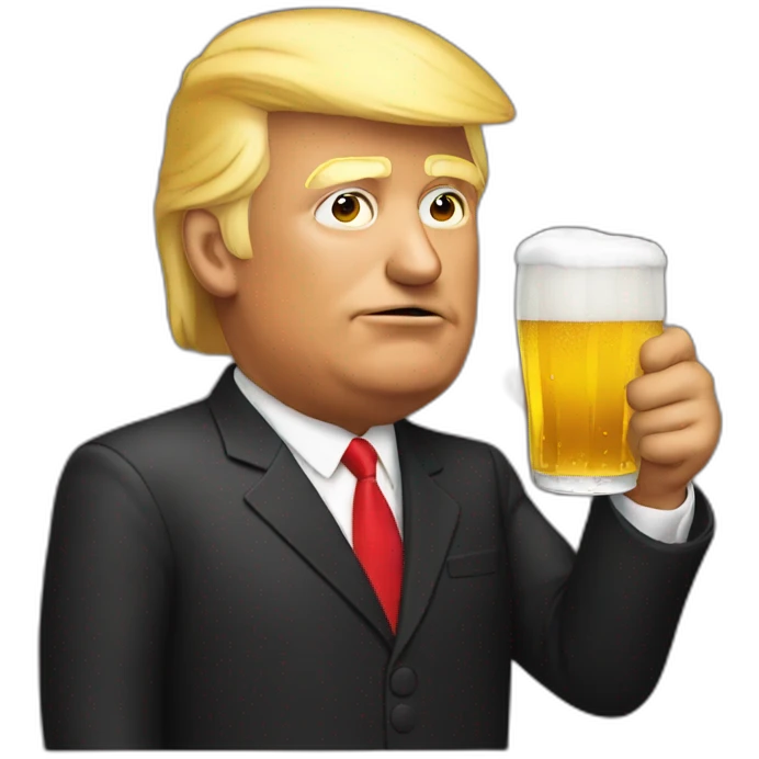 Trump drinking beer emoji