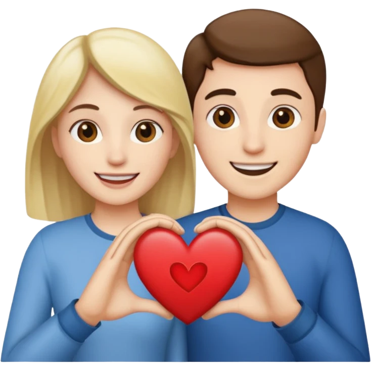 Two people holding half a heart up emoji