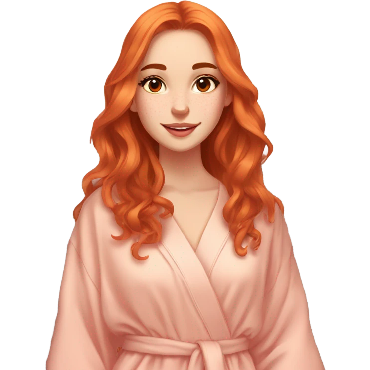 Girl putting cream on face bathroom Long wavy red orange hair orange brown eyes beautiful face thick eyelashes pink lips gorgeous skinny fair skin white aesthetic tall girl doing skincare cozy robe emoji