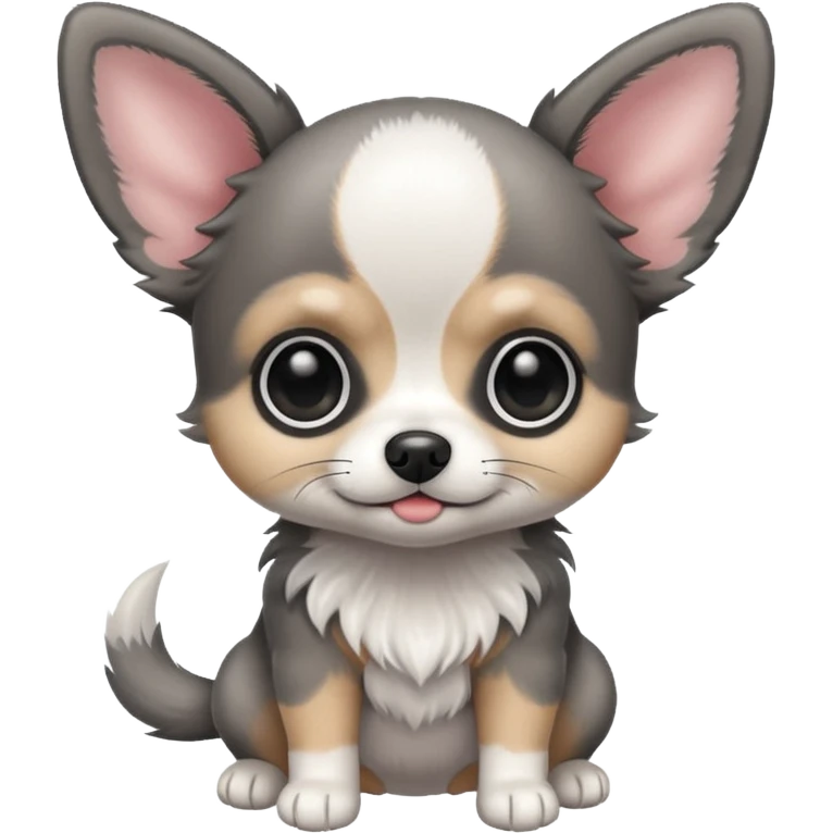 Grey - black -white baby Chihu dog emoji