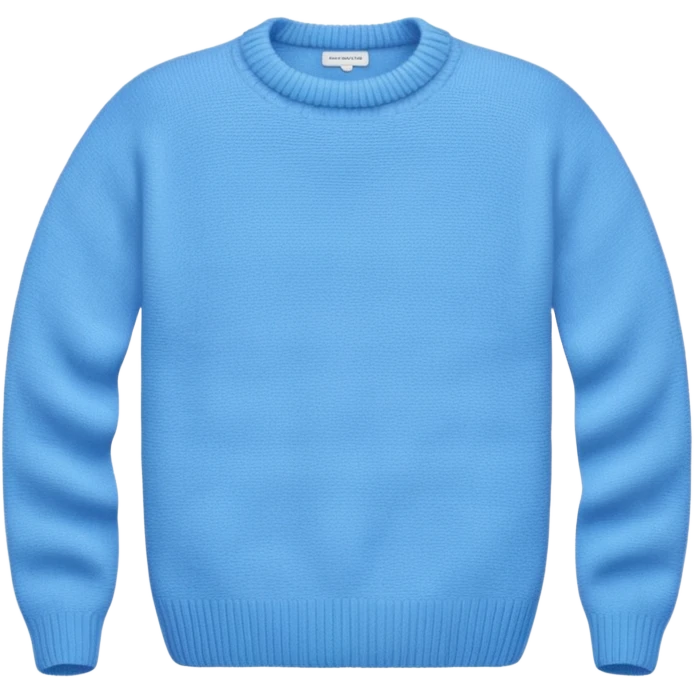 sky-blue knitted wool sweater, round neck with up. emoji