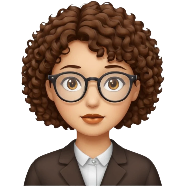 brown eyes brown short curly hair with glasses emoji
