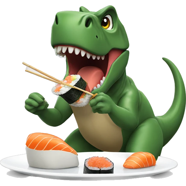 Trex eating sushi emoji