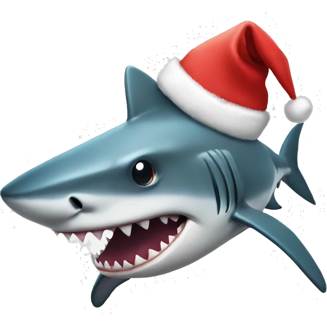 Shark with a Christmas hat emoji