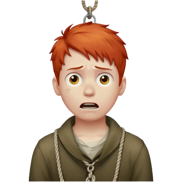 red headed boy hanging by his neck from a noose emoji