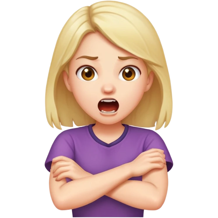 Girl yelling while crossing her arms emoji