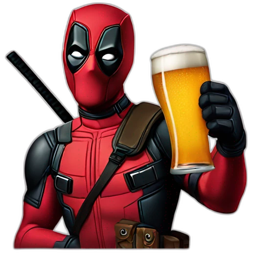 Deadpool drinking beer emoji