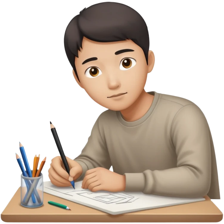 Asian person drawing on his drawing table  emoji