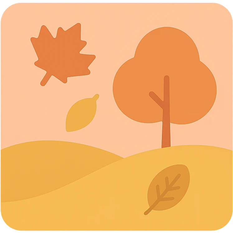 fall season scene in a square with leaves, warm tones emoji