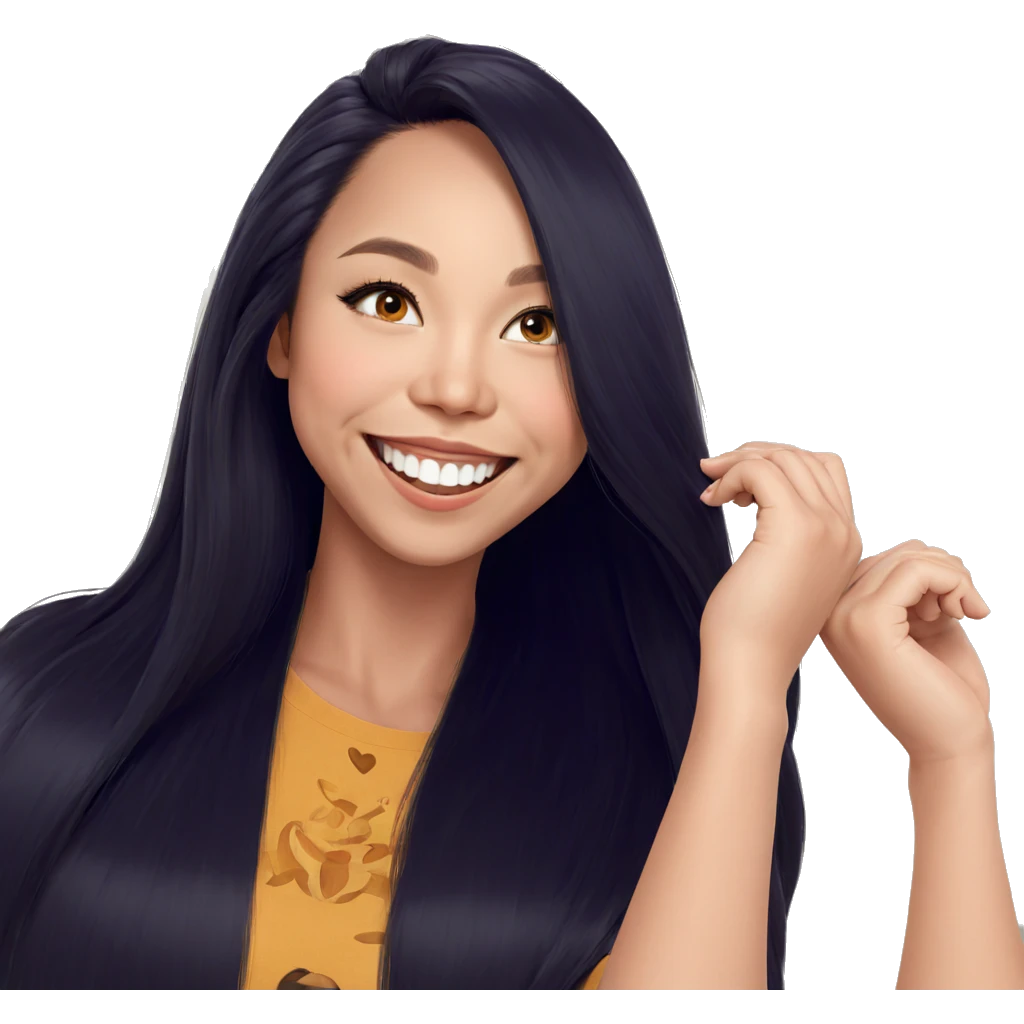 smiling girl with long hair emoji