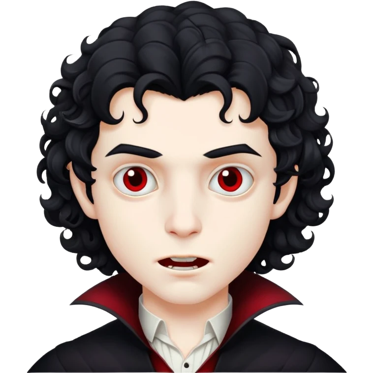 vampire boy with medium-length curly black hair emoji