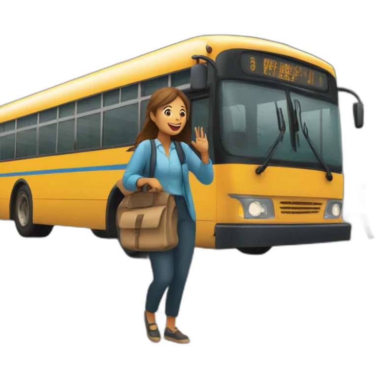 femme en situation de handicap apprend à prendre le bus emoji