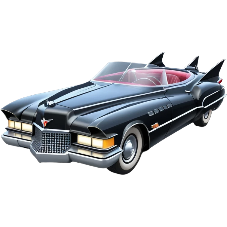  aerodynamic opulent dark knight futuristic concept Catwoman Batgirlmobile loosely based on 1977 Buick  coupe deville roadster racing(flat long straight faceted mechanical body) winged stealthy street hot rod  emoji