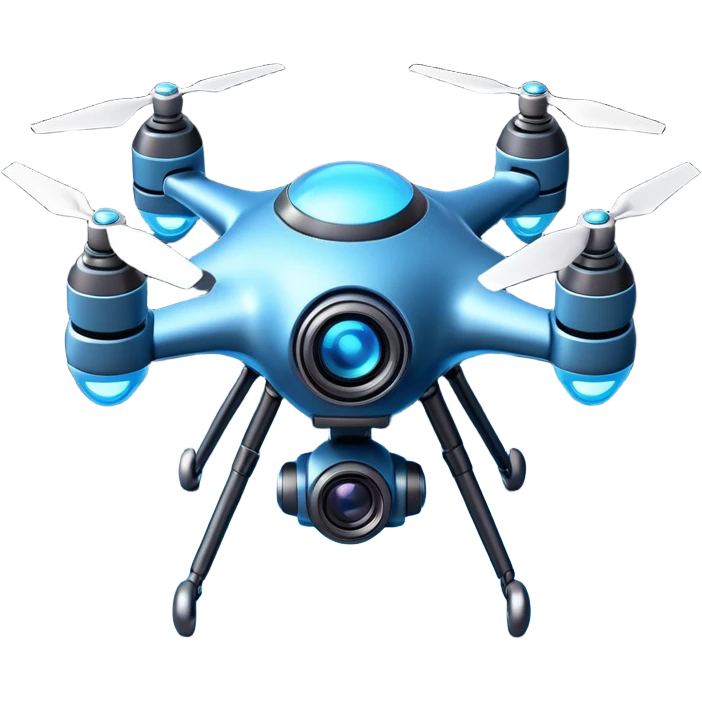 space explorer drone object icon, small futuristic drone with camera lens, glowing blue lights, sci-fi metal body, antenna details, 3D cartoon, mobile game icon style, centered, clean background, soft shadow, no text, no watermark
 
 emoji