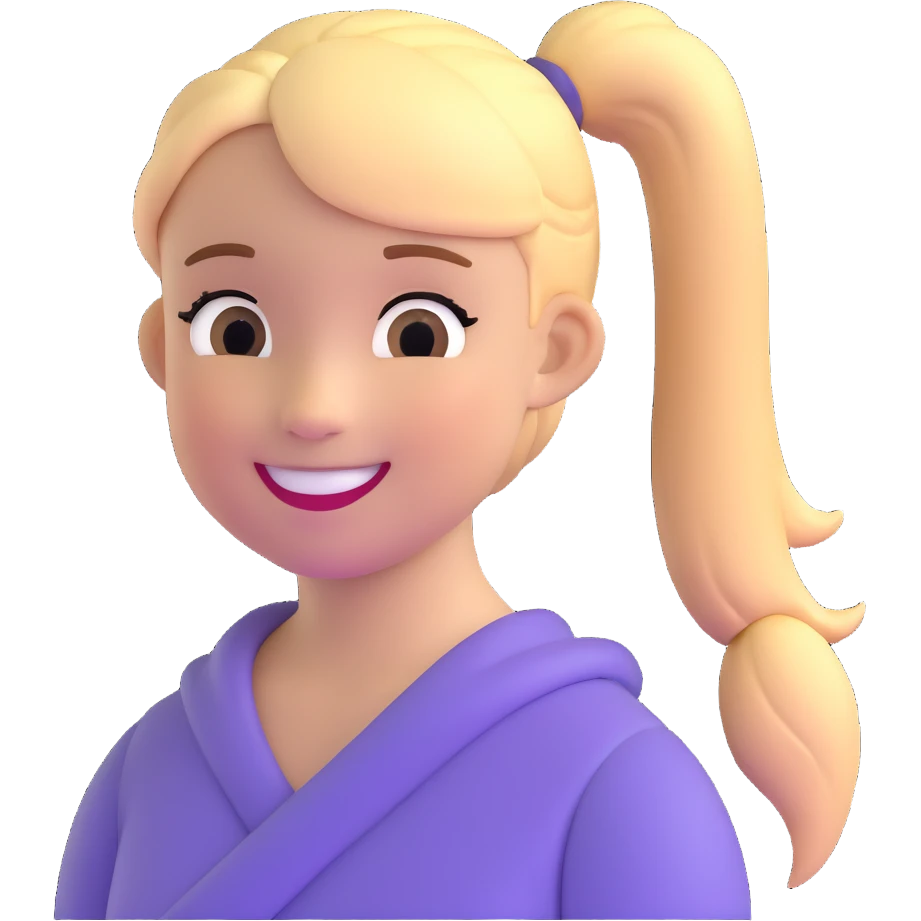 niña con coleta, expresión sonriente emoji