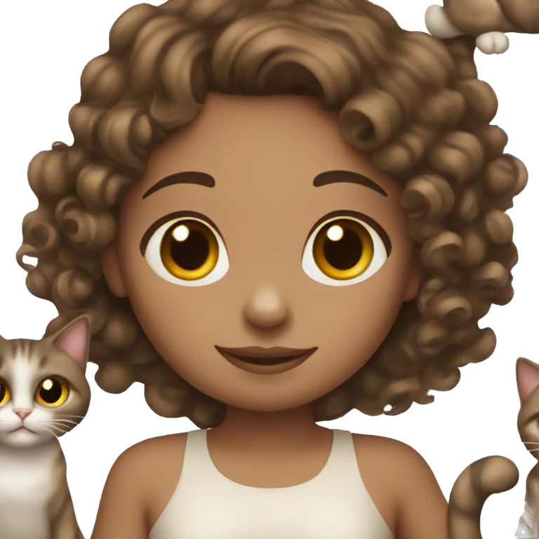 curly brunette Girl holding Siamese cat emoji