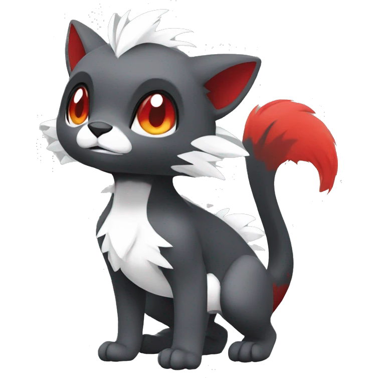 Cute cool black red white grey animal hybrid Fakemon full body emoji
