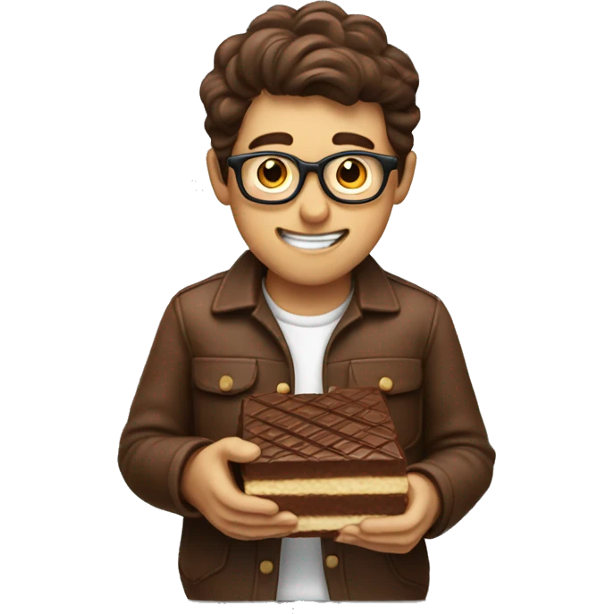 nerd eating chocolate emoji