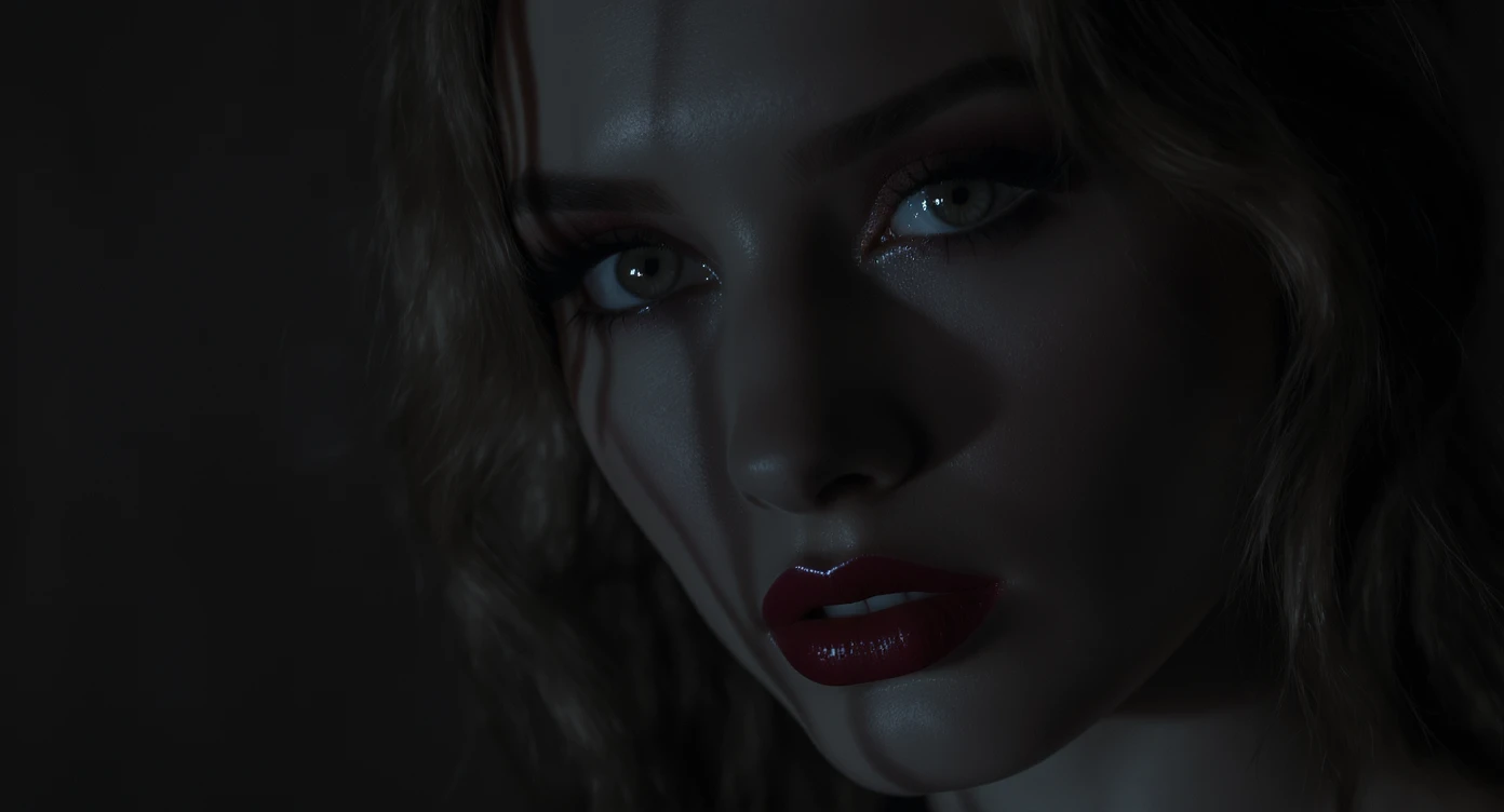 Extreme Closeup photo of a beautifull woman, low key light, cinematic light, 8K, very detailed, sharp emoji